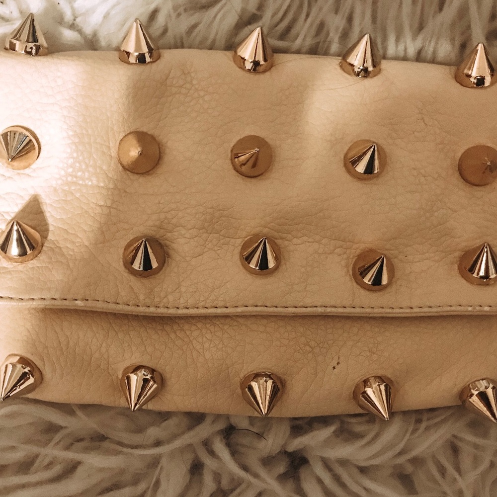 Deuce Lux Spiked Creme Clutch